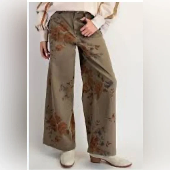 EASEL Floral Print Wide-Leg Pants - Picture 3 of 6